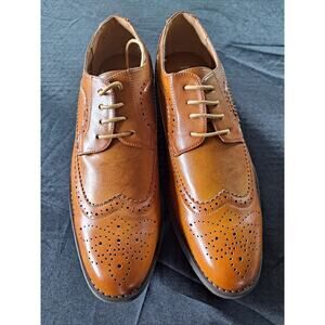 Franco Vanucci Mens Brown Wingtip Faux Oxfords Dress Shoes Tan Size 12 US Men